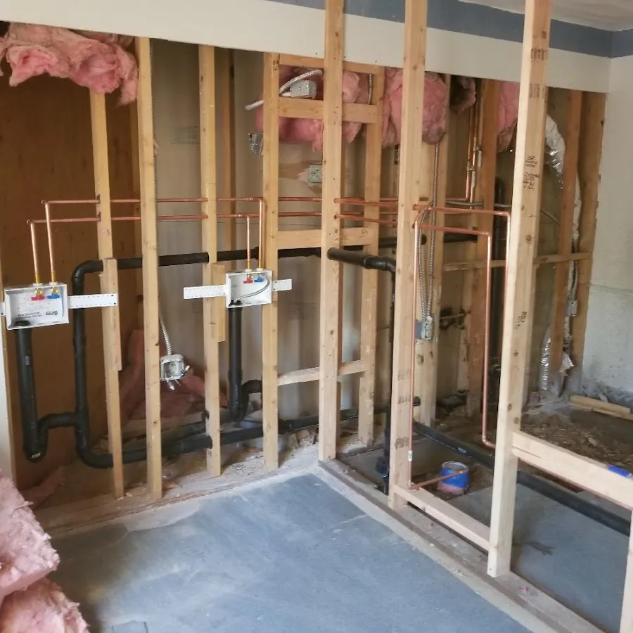 Copper pipe rough-in and plumbing installation in Mammoth Lakes