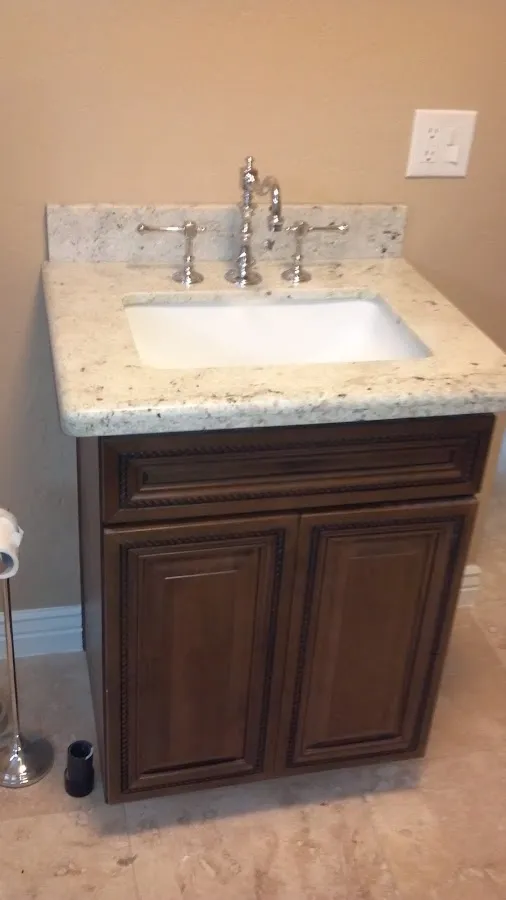 Finished bathroom vanity for Water Line Replacement in Mammoth Lakes